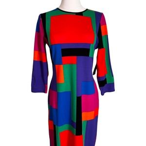Women's Lauren by Ralph Lauren Colour Block Knee-Length Pencil Dress Size S NWT